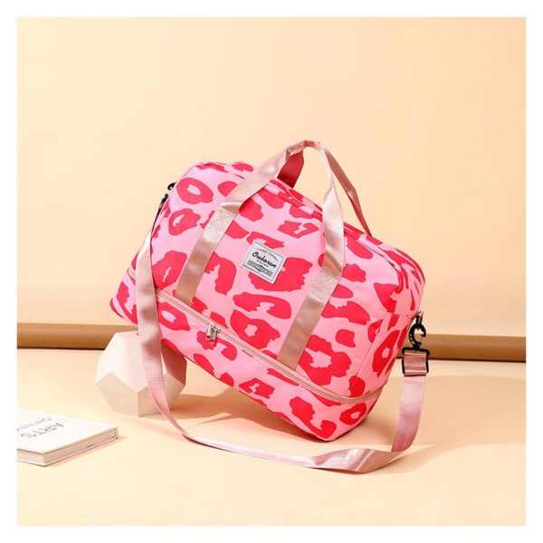 Reisebag med to rom leopardmønster 51x25x39cm T264 Rosa - Bilde 2
