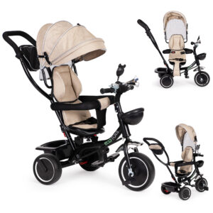 Trehjulssykkel med roterbart sete kalesje ECOTOYS Beige