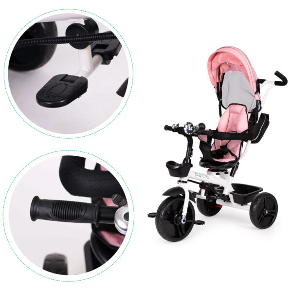 Trehjulssykkel med roterbart sete 360 ECOTOYS Rosa - Bilde 6