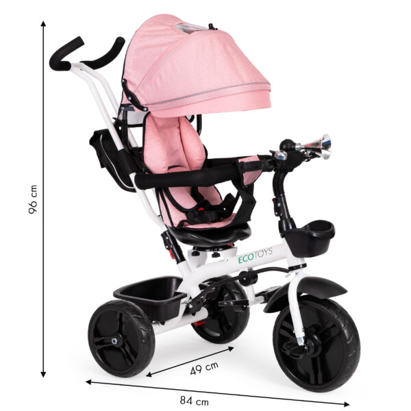 Trehjulssykkel med roterbart sete 360 ECOTOYS Rosa - Bilde 10